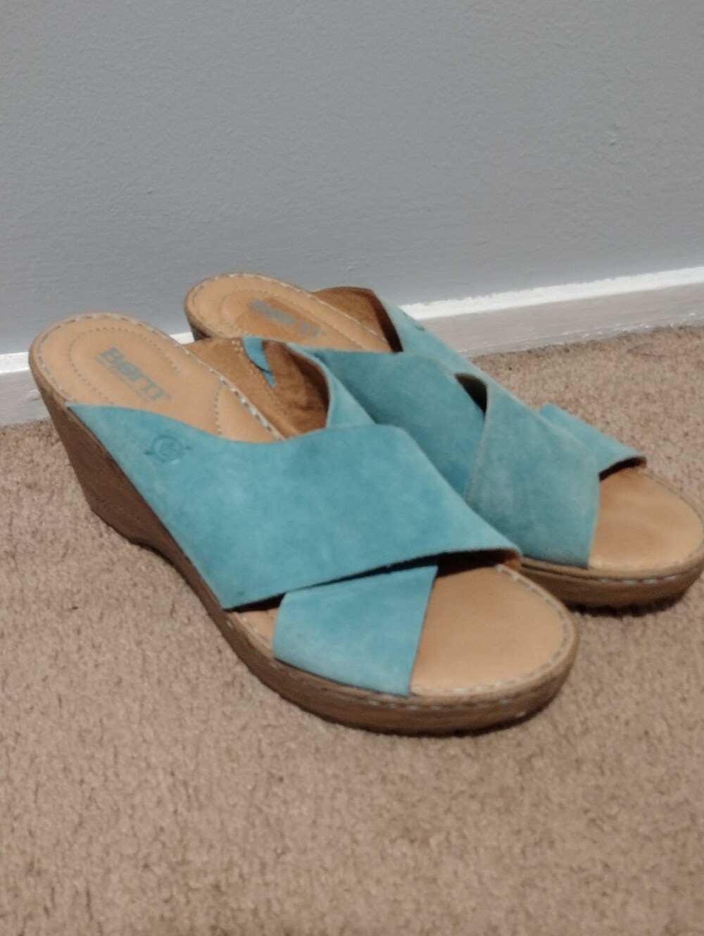 Born Nora Crossover Wedge Slide Sandal - Turquoise